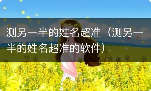 测另一半的姓名超准（测另一半的姓名超准的软件）