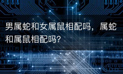 男属蛇和女属鼠相配吗，属蛇和属鼠相配吗？
