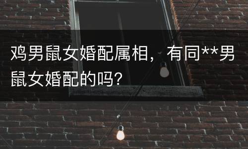 鸡男鼠女婚配属相，有同**男鼠女婚配的吗？