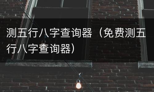 测五行八字查询器（免费测五行八字查询器）