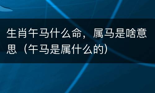 生肖午马什么命，属马是啥意思（午马是属什么的）