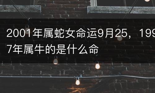 2001年属蛇女命运9月25，1997年属牛的是什么命