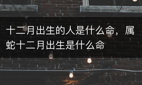 十二月出生的人是什么命，属蛇十二月出生是什么命