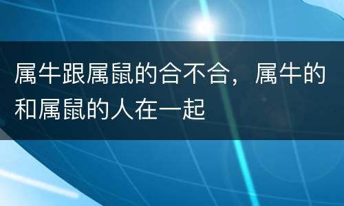 属牛跟属鼠的合不合，属牛的和属鼠的人在一起