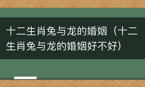 十二生肖兔与龙的婚姻（十二生肖兔与龙的婚姻好不好）