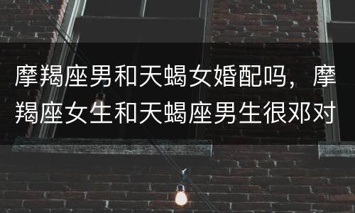 摩羯座男和天蝎女婚配吗，摩羯座女生和天蝎座男生很邓对吗