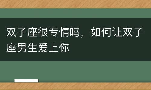 双子座很专情吗，如何让双子座男生爱上你