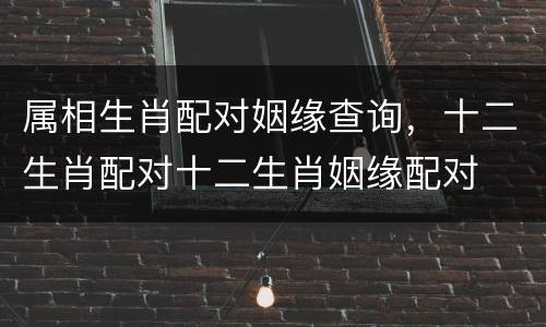 属相生肖配对姻缘查询，十二生肖配对十二生肖姻缘配对