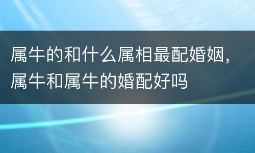 属牛的和什么属相最配婚姻，属牛和属牛的婚配好吗
