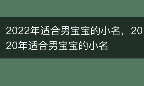 2022年适合男宝宝的小名，2020年适合男宝宝的小名