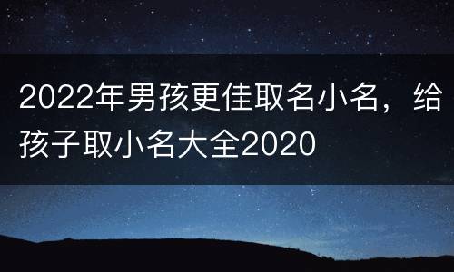 2022年男孩更佳取名小名，给孩子取小名大全2020