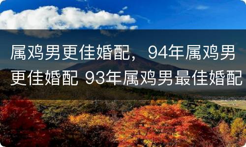 属鸡男更佳婚配，94年属鸡男更佳婚配 93年属鸡男最佳婚配属相