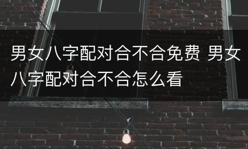 男女八字配对合不合免费 男女八字配对合不合怎么看