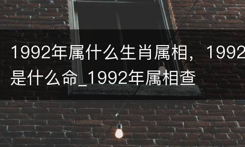 1992年属什么生肖属相，1992是什么命_1992年属相查
