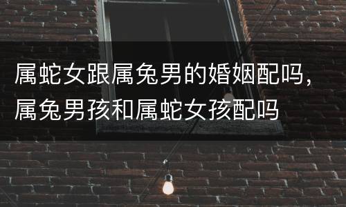 属蛇女跟属兔男的婚姻配吗，属兔男孩和属蛇女孩配吗