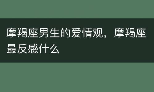 摩羯座男生的爱情观，摩羯座最反感什么