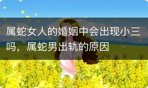 属蛇女人的婚姻中会出现小三吗，属蛇男出轨的原因