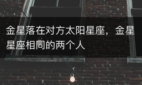 金星落在对方太阳星座，金星星座相同的两个人