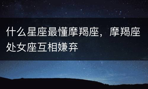 什么星座最懂摩羯座，摩羯座处女座互相嫌弃