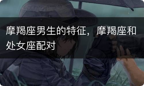 摩羯座男生的特征，摩羯座和处女座配对
