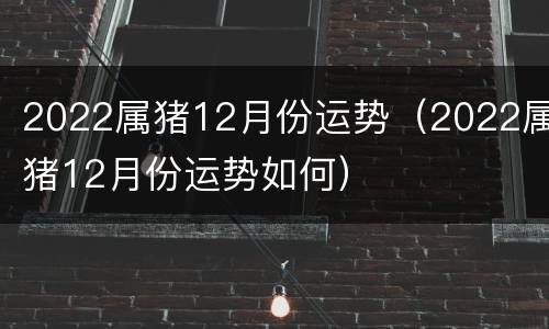 2022属猪12月份运势（2022属猪12月份运势如何）