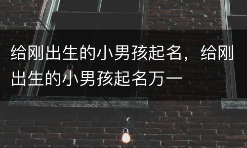 给刚出生的小男孩起名，给刚出生的小男孩起名万一
