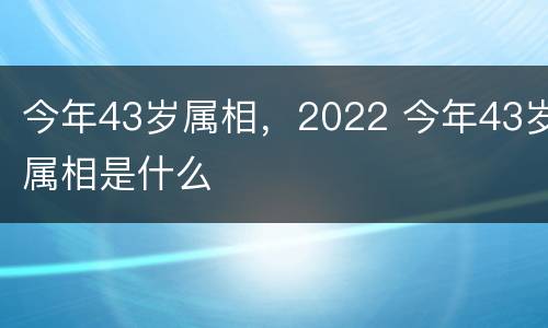 今年43岁属相，2022 今年43岁属相是什么