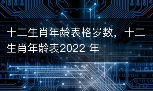 十二生肖年龄表格岁数，十二生肖年龄表2022 年