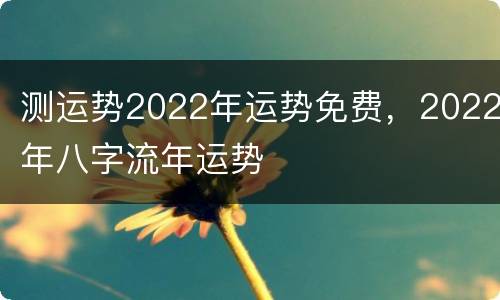 测运势2022年运势免费，2022年八字流年运势