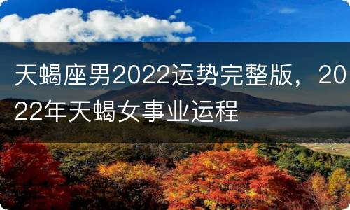 天蝎座男2022运势完整版，2022年天蝎女事业运程