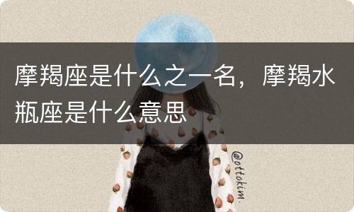 摩羯座是什么之一名，摩羯水瓶座是什么意思