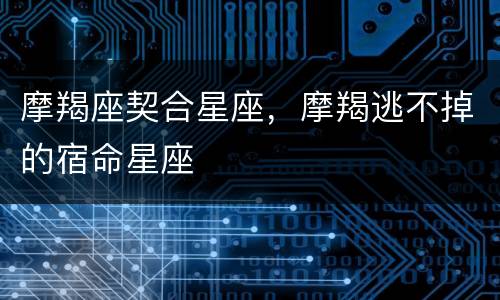 摩羯座契合星座，摩羯逃不掉的宿命星座