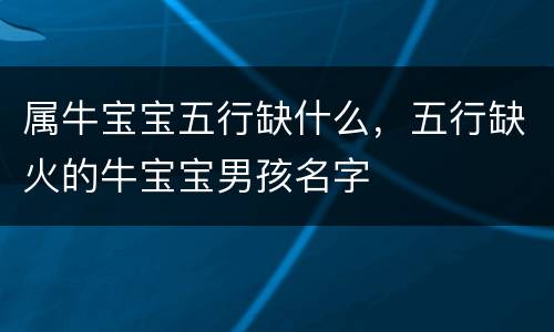 属牛宝宝五行缺什么，五行缺火的牛宝宝男孩名字