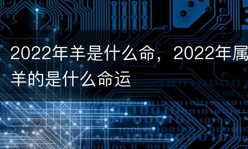 2022年羊是什么命，2022年属羊的是什么命运