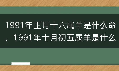 1991年正月十六属羊是什么命，1991年十月初五属羊是什么命