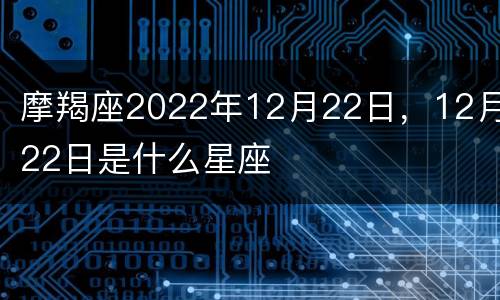 摩羯座2022年12月22日，12月22日是什么星座