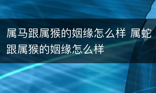 属马跟属猴的姻缘怎么样 属蛇跟属猴的姻缘怎么样