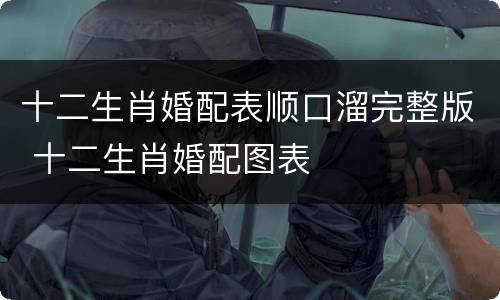 十二生肖婚配表顺口溜完整版 十二生肖婚配图表