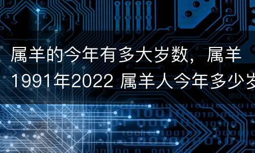 属羊的今年有多大岁数，属羊1991年2022 属羊人今年多少岁?