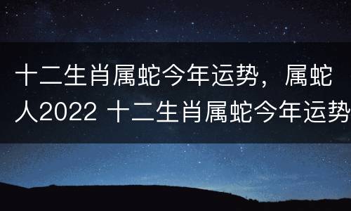 十二生肖属蛇今年运势，属蛇人2022 十二生肖属蛇今年运势,属蛇人2022年财运