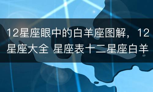 12星座眼中的白羊座图解，12星座大全 星座表十二星座白羊座