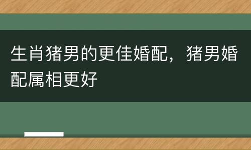 生肖猪男的更佳婚配，猪男婚配属相更好