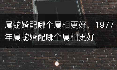 属蛇婚配哪个属相更好，1977年属蛇婚配哪个属相更好