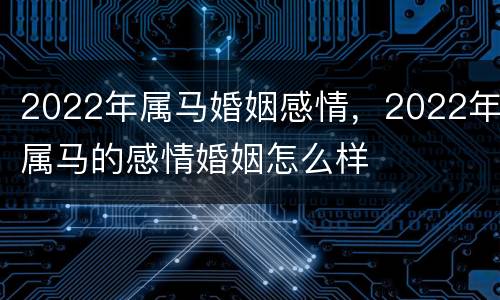 2022年属马婚姻感情，2022年属马的感情婚姻怎么样