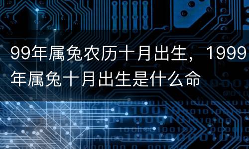 99年属兔农历十月出生，1999年属兔十月出生是什么命