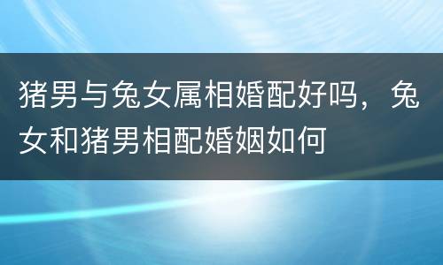 猪男与兔女属相婚配好吗，兔女和猪男相配婚姻如何