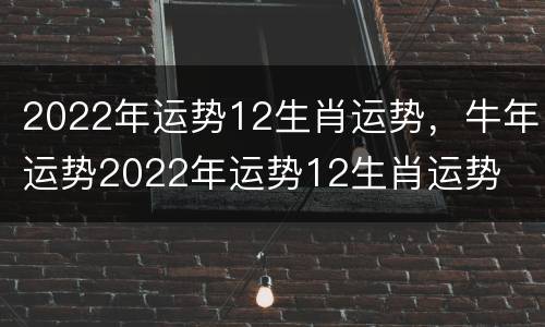 2022年运势12生肖运势，牛年运势2022年运势12生肖运势