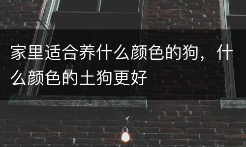 家里适合养什么颜色的狗，什么颜色的土狗更好