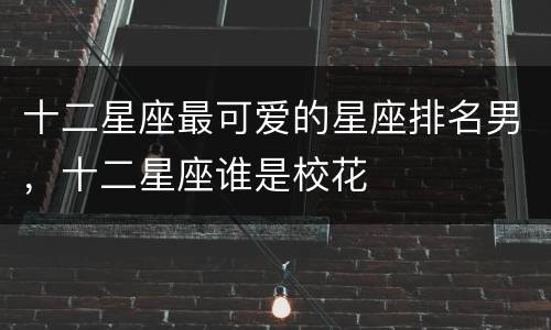 十二星座最可爱的星座排名男，十二星座谁是校花