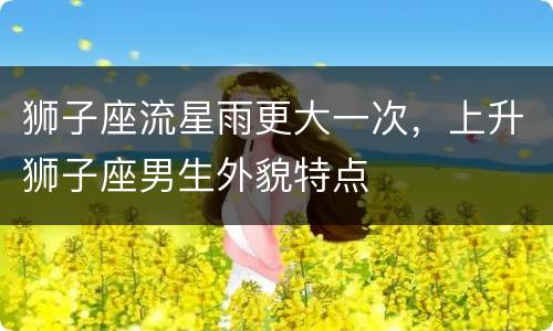 狮子座流星雨更大一次，上升狮子座男生外貌特点